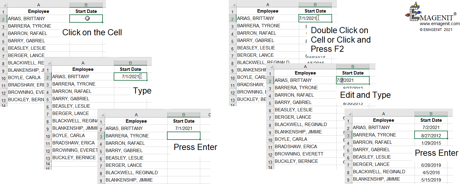 How to Type in an Excel Worksheet Cell