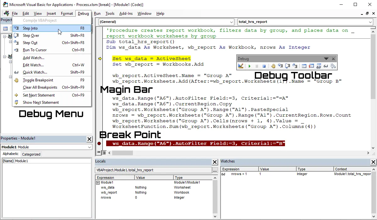 VBA Editor Break Mode