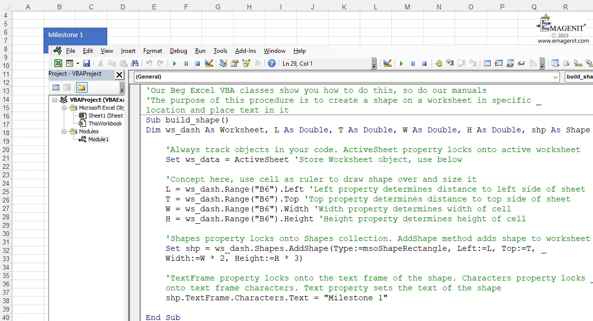 Excel VBA Build Shape